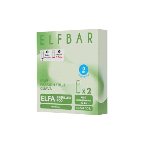 Elf Bar Elfa - (ohne Nikotin) Prefilled Pod Kiwi Passion Fruit Guava 0mg - PodBox24