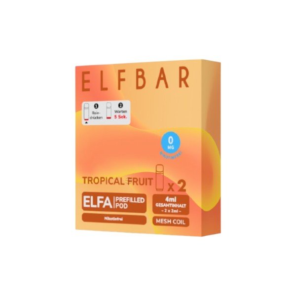 Elf Bar Elfa - (ohne Nikotin) Prefilled Pod Tropical Fruit 0mg - PodBox24