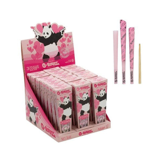 G - Rollz | Cones Banksy Graffiti "Panda Gunnin'" Pink – 3 King Size Cones (24er Display) - PodBox24