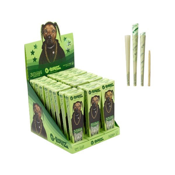 G - Rollz | Cones Pets Rock "Rap" Organischer Grüner Hanf – 3 King Size Cones (24er Display) - PodBox24