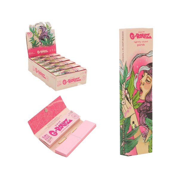 G - Rollz | Rolling Papers Collector 'Mushroom Lady' Pink – 50 King Size Slim Papers + Tips (24er Display) - PodBox24