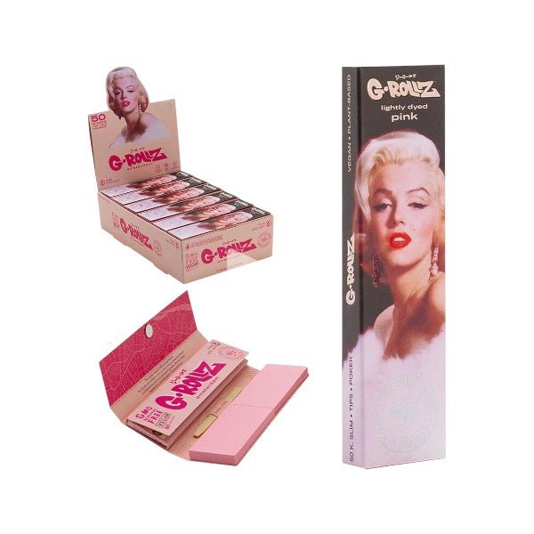 G - Rollz | Rolling Papers Fabulous Face Pink – 50 King Size Slim Papers + Tips (24er Display) - PodBox24